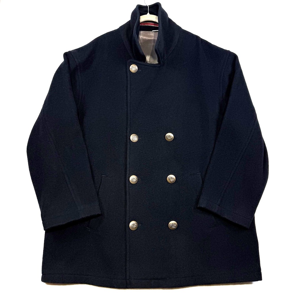 Club Benson & Hedges Men's L Black Wool Peacoat Double Breasted Vintage 1980s